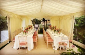 Floral wedding tables with Lillies as centrepieces.